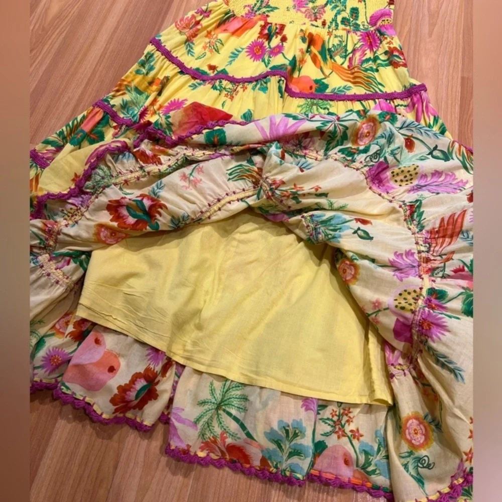 FARM Rio Strapless Yellow Floral Dress - Picture 6 of 9